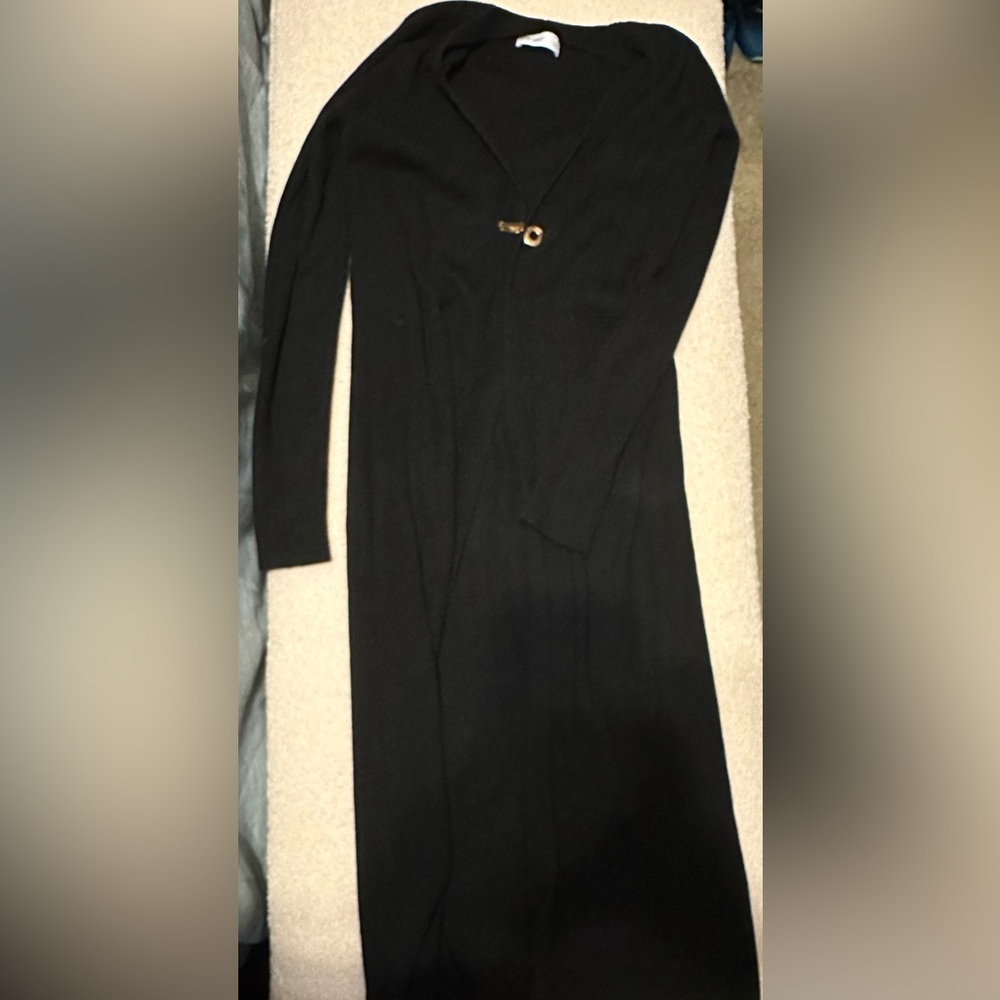 Nine West Black Long Sleeve Dress with Gold Accent